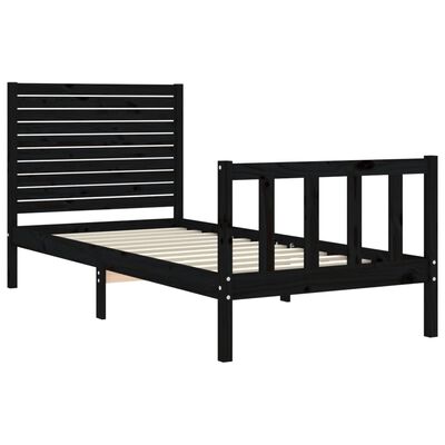 vidaXL Bed Frame without Mattress Black Single Solid Wood Pine