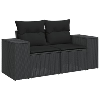 vidaXL 6 Piece Garden Sofa Set with Cushions Black Poly Rattan