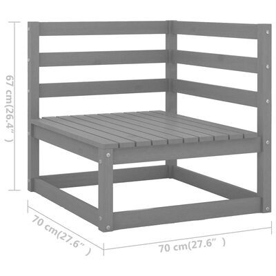 vidaXL 8 Piece Garden Lounge Set with Cushions Grey Solid Pinewood