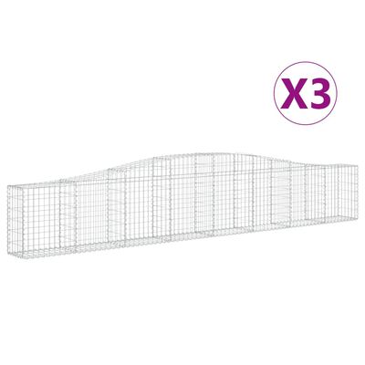 vidaXL Arched Gabion Baskets 3 pcs 400x30x60/80 cm Galvanised Iron