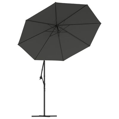 vidaXL Cantilever Garden Parasol with LED Lights and Steel Pole 300 cm Anthracite