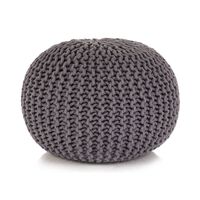 vidaXL Hand-Knitted Pouffe Cotton 50x35 cm Grey