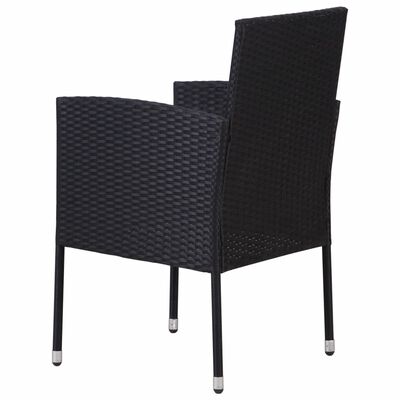 vidaXL Garden Chairs with Cream White Cushions 4 pcs Black Poly Rattan