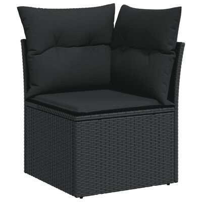 vidaXL 12 Piece Garden Sofa Set with Cushions Black Poly Rattan