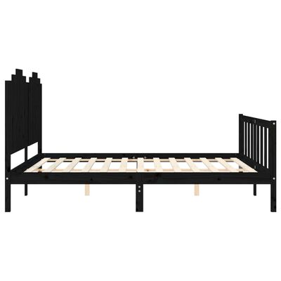 vidaXL Bed Frame without Mattress Black Solid Wood Pine