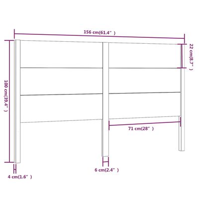 vidaXL Headboard White 156x4x100 cm Solid Wood Pine