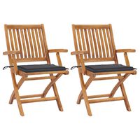 vidaXL Garden Chairs 2 pcs with Anthracite Cushions Solid Teak Wood