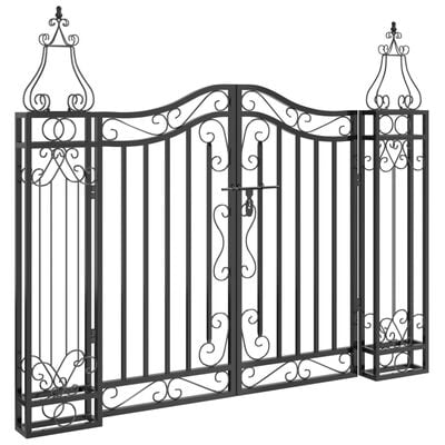 vidaXL Garden Gate Black 121x8x100 cm Wrought Iron