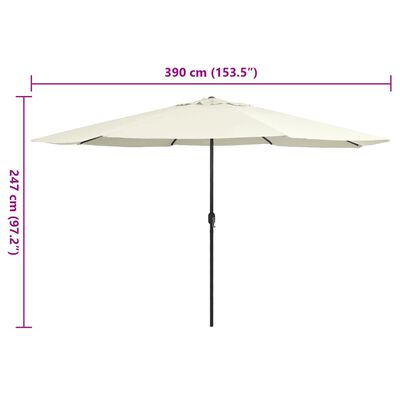 vidaXL Garden Parasol with Metal Pole 390 cm Sand White