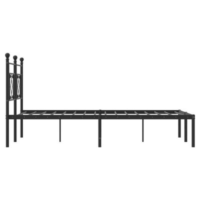 vidaXL Metal Bed Frame without Mattress with Headboard Black 135x190 cm Double