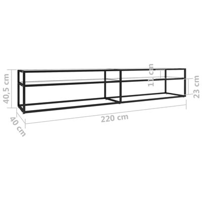 vidaXL TV Cabinet Transparent 220x40x40.5 cm Tempered Glass