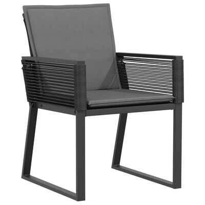 vidaXL Garden Chairs with Cushions 2 pcs Black Poly Rattan