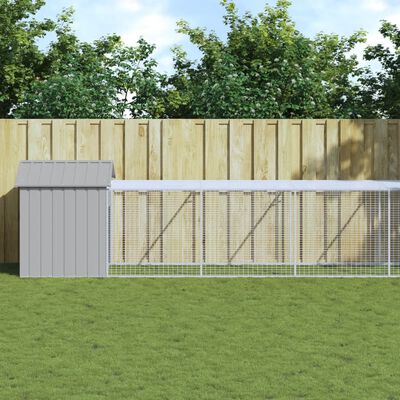 vidaXL Chicken Cage with Run Light Grey 117x1221x123 cm Galvanised Steel