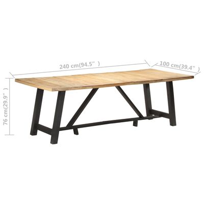 vidaXL Dining Table 240x100x76 cm Rough Mango Wood