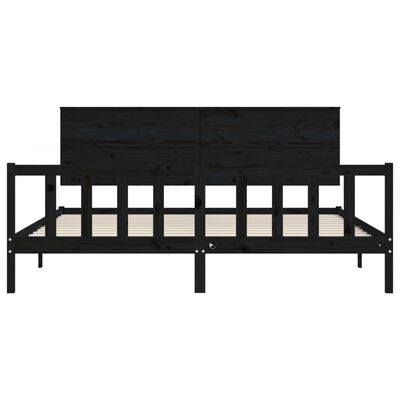 vidaXL Bed Frame without Mattress Black Super King Size Solid Wood Pine