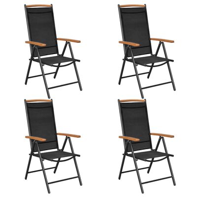 vidaXL Folding Garden Chairs 4 pcs Aluminium and Textilene Black