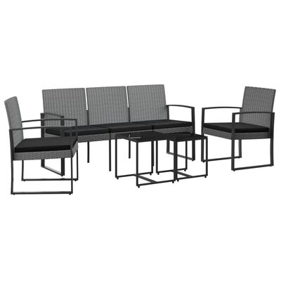 vidaXL 5 piece Garden Dining Set with Cushions Dark Grey PP Rattan