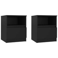 vidaXL Bed Cabinets 2 pcs Black 40x40x50 cm Engineered Wood