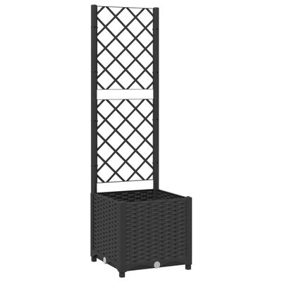 vidaXL Garden Planter with Trellis Black 40x40x136 cm PP