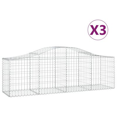 vidaXL Arched Gabion Baskets 3 pcs 200x50x60/80 cm Galvanised Iron