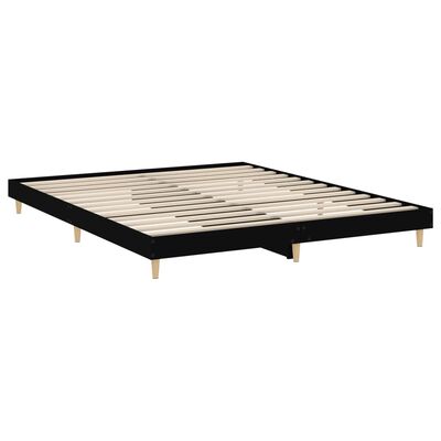 vidaXL Bed Frame without Mattress Black 150x200 cm King Size Engineered Wood