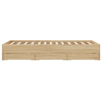 vidaXL Bed Frame with Drawers Sonoma Oak 135x190 cm Double Engineered Wood