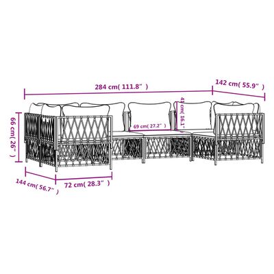 vidaXL 6 Piece Garden Lounge Set with Cushions Anthracite Steel