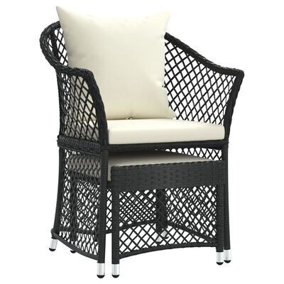 vidaXL 2 Piece Garden Lounge Set with Cushions Black Poly Rattan