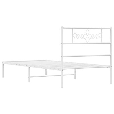 vidaXL Metal Bed Frame without Mattress with Headboard White 90x190 cm Single