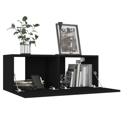 vidaXL 4 Piece TV Cabinet Set Black Engineered Wood