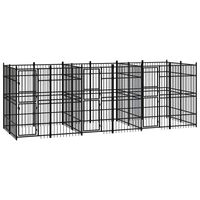 vidaXL Outdoor Dog Kennel Steel 11.06 m²