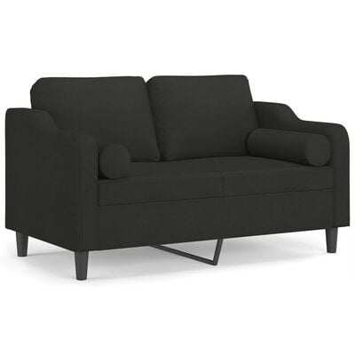 vidaXL 2-Seater Sofa with Throw Pillows Black 120 cm Fabric