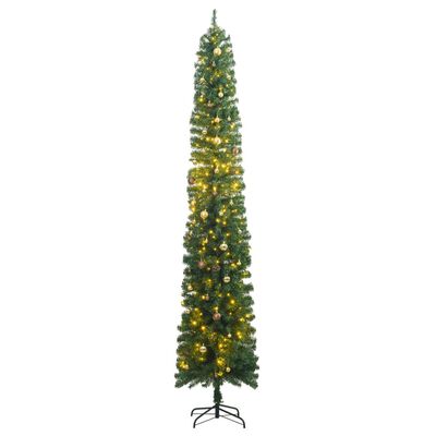 vidaXL Slim Christmas Tree 300 LEDs & Ball Set 270 cm