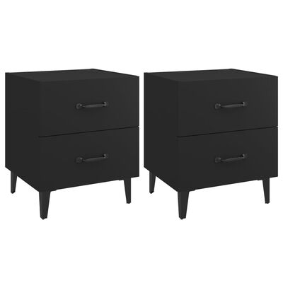 vidaXL Bedside Cabinets 2 pcs Black 40x35x47.5 cm