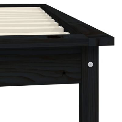 vidaXL Bed Frame Black 90x190 cm Single Solid Wood Pine