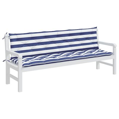 vidaXL Garden Bench Cushions 2pcs Blue&White Stripe 200x50x7cm Fabric