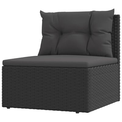 vidaXL 10 Piece Outdoor Sofa Set with Cushions Black Poly Rattan