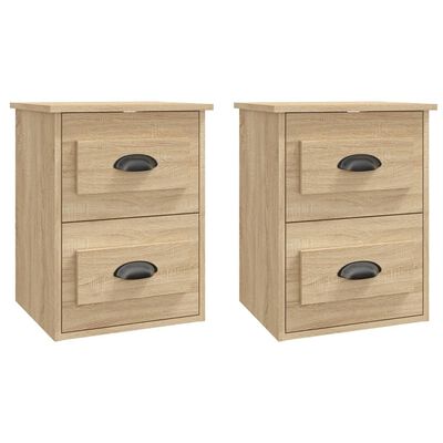 vidaXL Wall-mounted Bedside Cabinets 2 pcs Sonoma Oak 41.5x36x53cm