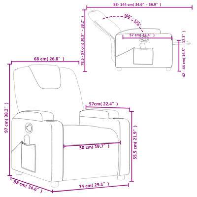 vidaXL Massage Recliner Chair Cream Fabric