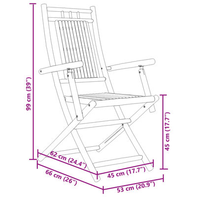 vidaXL Folding Garden Chairs 6 pcs 53x66x99 cm Bamboo