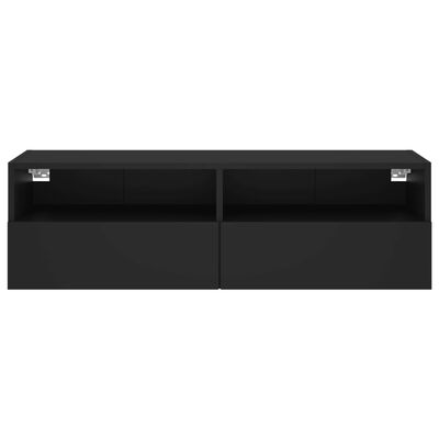 vidaXL TV Wall Cabinet Black 100x30x30 cm Engineered Wood