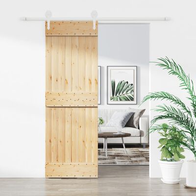 vidaXL Sliding Door with Hardware Set 70x210 cm Solid Wood Pine