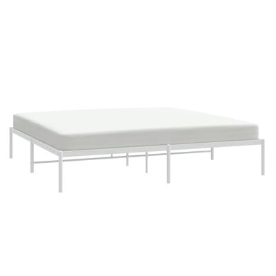 vidaXL Metal Bed Frame without Mattress White 180x200 cm Super King