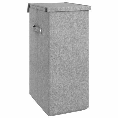 vidaXL Foldable Laundry Hamper Grey 26x34.5x59.5 cm Faux Linen Fabric