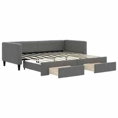 vidaXL Daybed with Trundle&Drawers without Mattress Dark Grey 90x190 cm