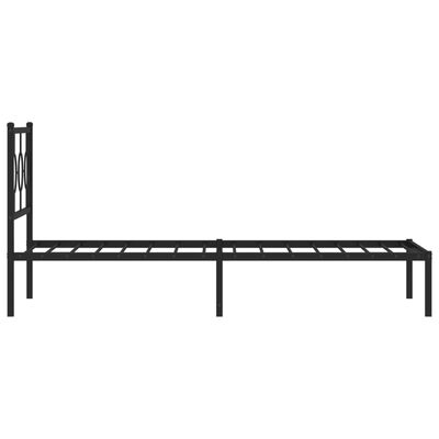 vidaXL Metal Bed Frame without Mattress with Headboard Black 90x190 cm Single