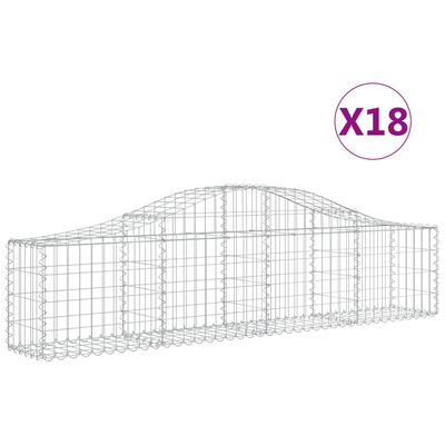 vidaXL Arched Gabion Baskets 18 pcs 200x30x40/60 cm Galvanised Iron