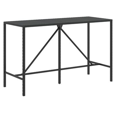 vidaXL Bar Table with Glass Top Black 180x70x110 cm Poly Rattan