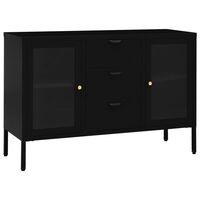 vidaXL Sideboard Black 105x35x70 cm Steel and Tempered Glass