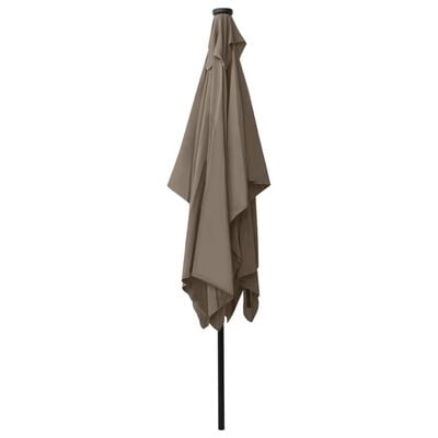 vidaXL Garden Parasol with LEDs and Steel Pole Taupe 2x3 m